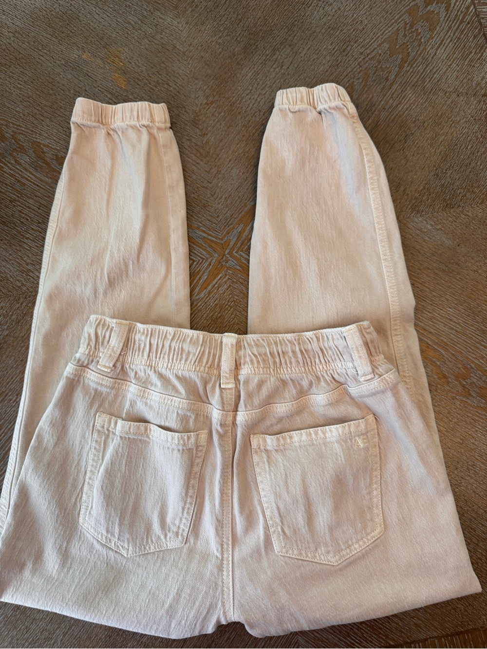 American Eagle Beige Jogger Denim Pants Sz 00 Drawstring Waist 28” Inseam 27” - Picture 6 of 7